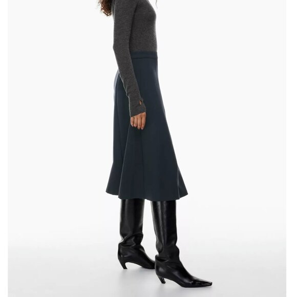 Wilfred Aritzia Meyer Skirt Dark Night Navy A-line High Rise Midi Skirt Size 6 - Picture 4 of 12